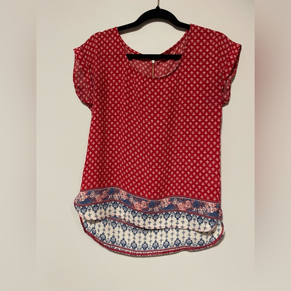 Red printed blouse